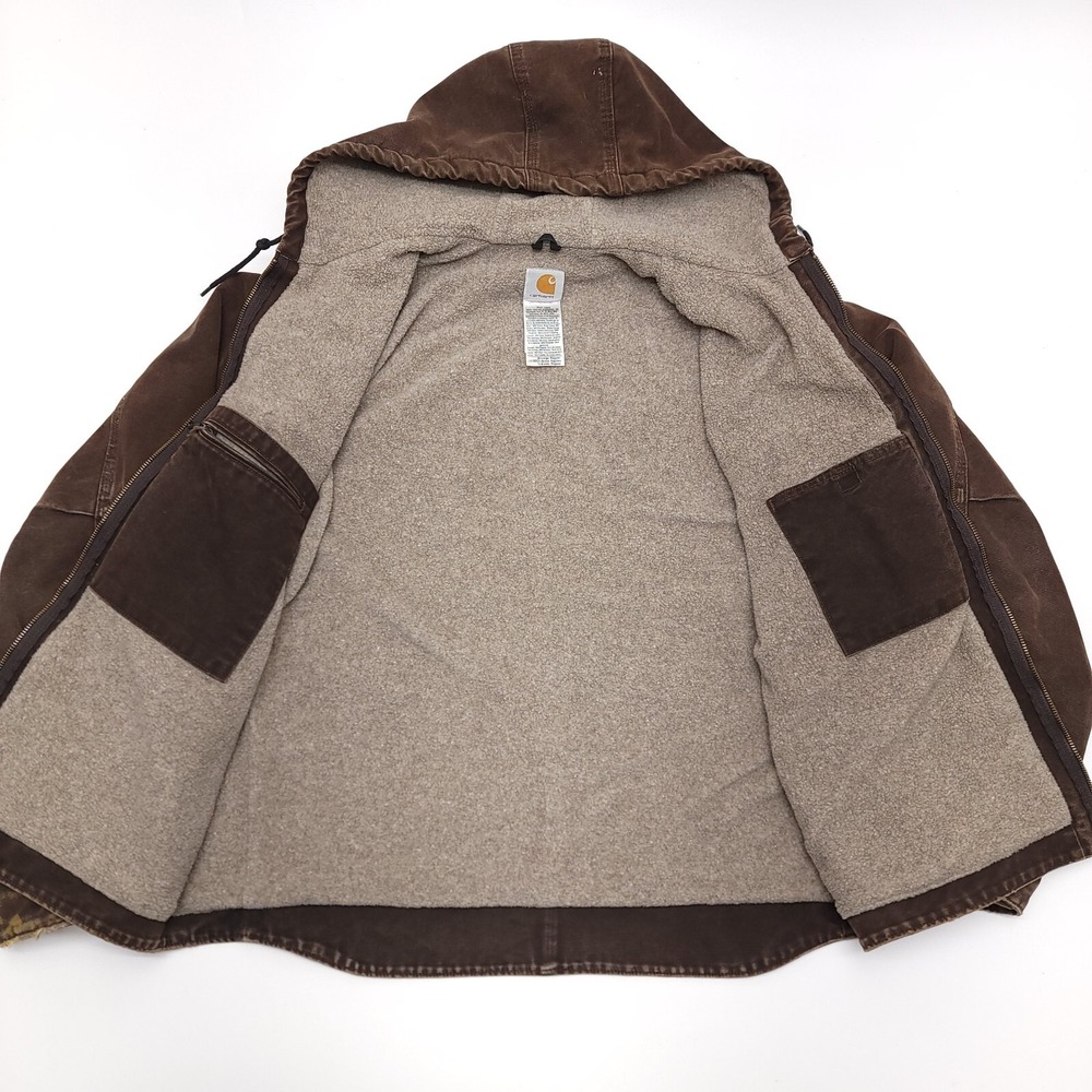 Vintage Carhartt Jacket J141 DKB Mens XL Sherpa Lined Coat Sandstone Brown Y2K - Picture 3 of 9